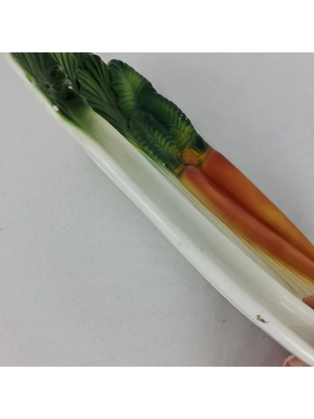 VTG Ceramic Lettuce & Carrot Serving Dish Spoon Rest Japan Retro Kitchen Decor